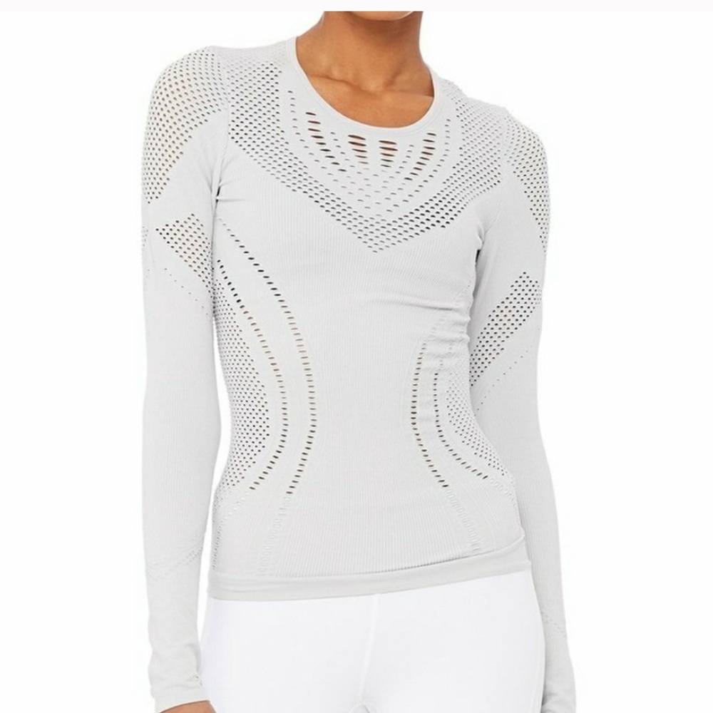 ALO mesh long sleeve dove gray